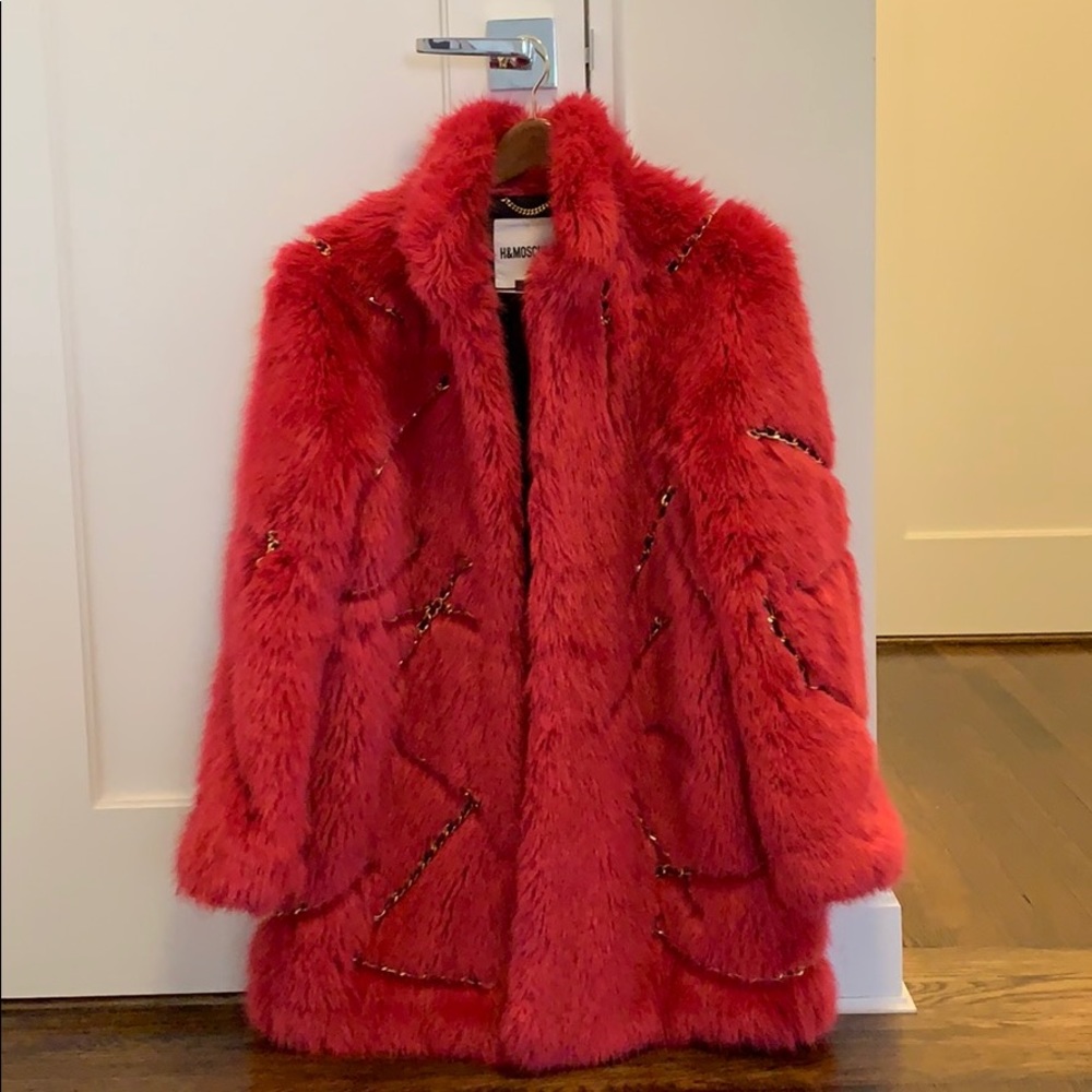 MOSCHINO x H&M exclusive PINK FAUX FUR COAT